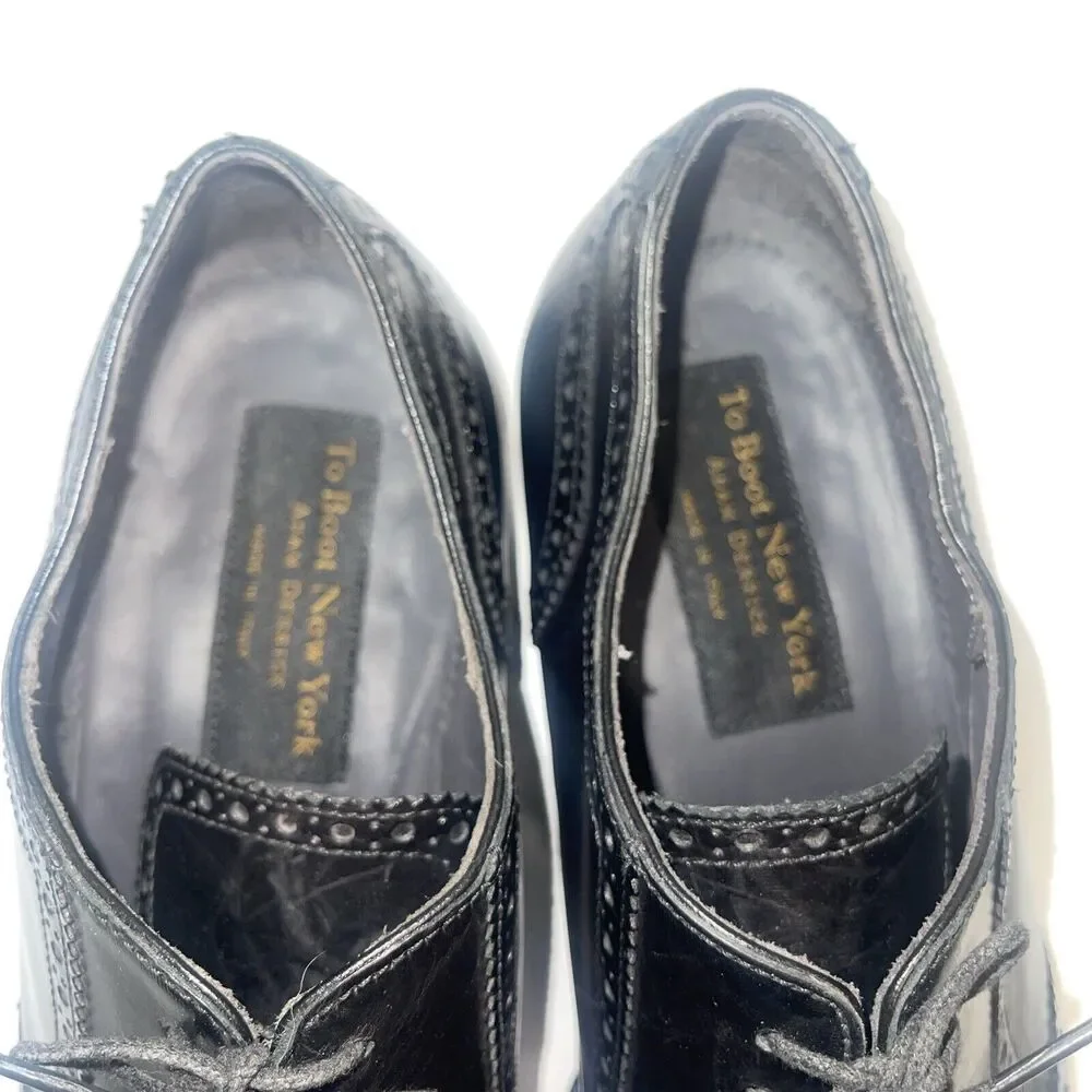 To Bout New York Duke Black Calf Wingtip Sz 9 Resoled In Red